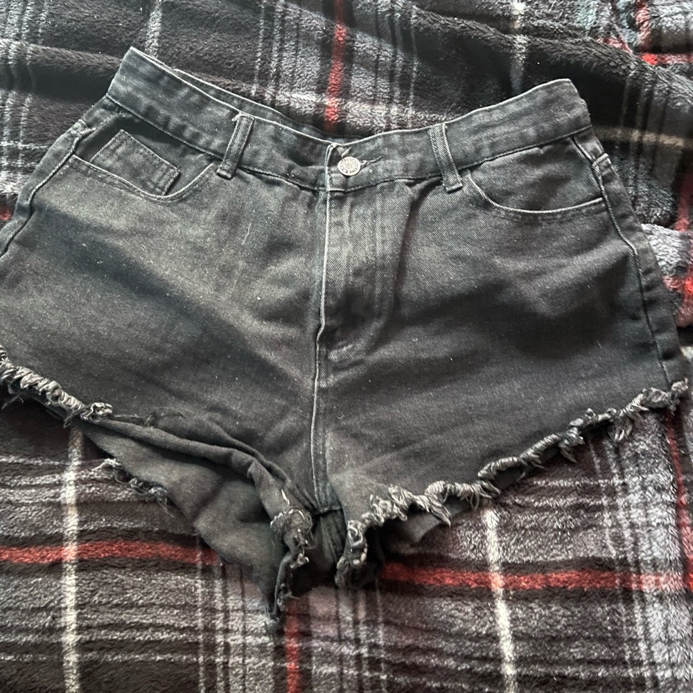 SHEIN Black Distressed Jean Shorts